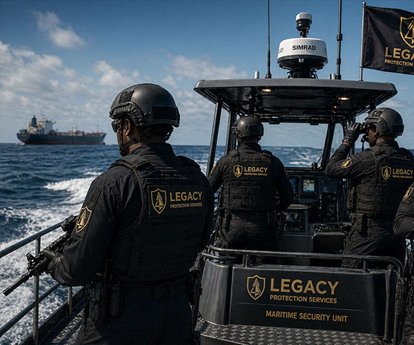 Legacy Protection Services maritime security vessel protecting cargo ships in African waters